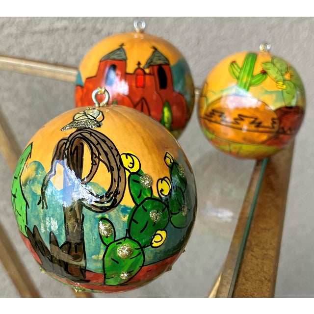 Set of 5 Late 20th-Century Hand-Painted Gourd Hanging Ornaments, New Mexico For Sale - Image 11 of 18