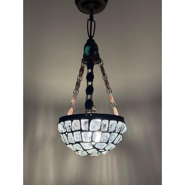 Art Nouveau Pendant Lamp with Slack Glass in Rock Crystal Optics, Germany 1920s For Sale - Image 12 of 16