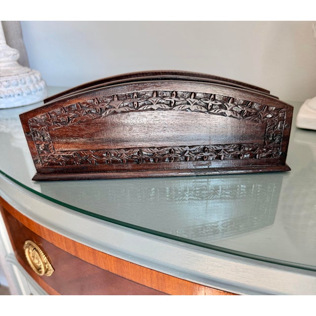 Vintage Hand-Carved Wood Double Letter Holder For Sale In Charleston - Image 6 of 9