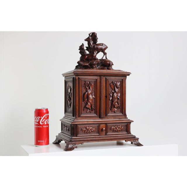 Brown Antique Black Forest Cigar Box in Walnut, 1880 For Sale - Image 8 of 15