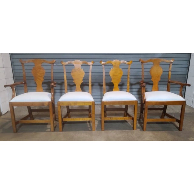 Eldred Wheeler Chippendale Style Tiger Maple Dining Chairs Bench Made - Set of 8 For Sale In Cleveland - Image 6 of 13