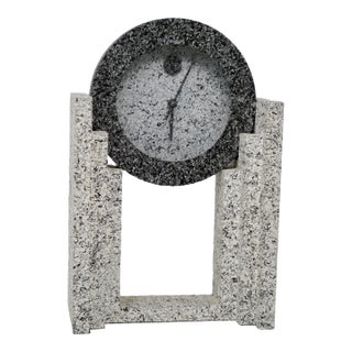 1980s Empire Art Products Faux Granite Marble Memphis Milano Style Clock For Sale