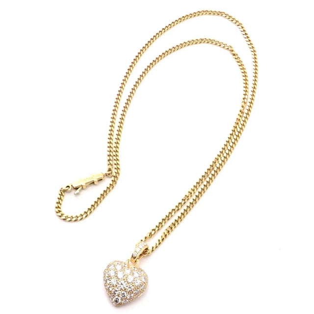 2000 - 2009 Cartier 18k Yellow Gold 2ct Diamond Pavé Large Heart Pendant Necklace For Sale - Image 5 of 11