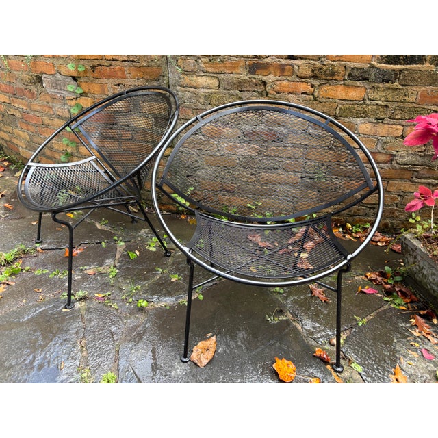 Metal Mid 20th Century Attributed to Tempestini Restored Oversized Radar Chairs - A Pair For Sale - Image 7 of 9