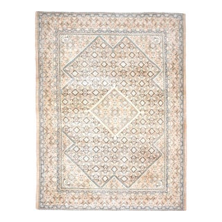 1970s Vintage Persian Handmade Wool Cotton Beige Area Rug For Sale