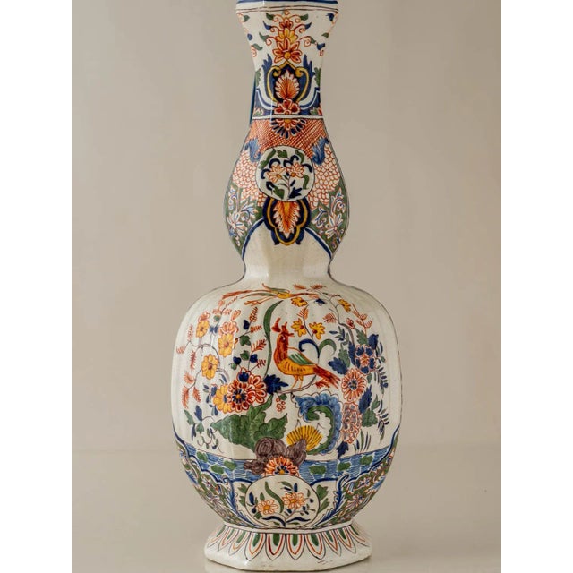 Antique Hand-Painted Delft Ceramic Table Lamp in French Faience with New Shade For Sale - Image 3 of 11