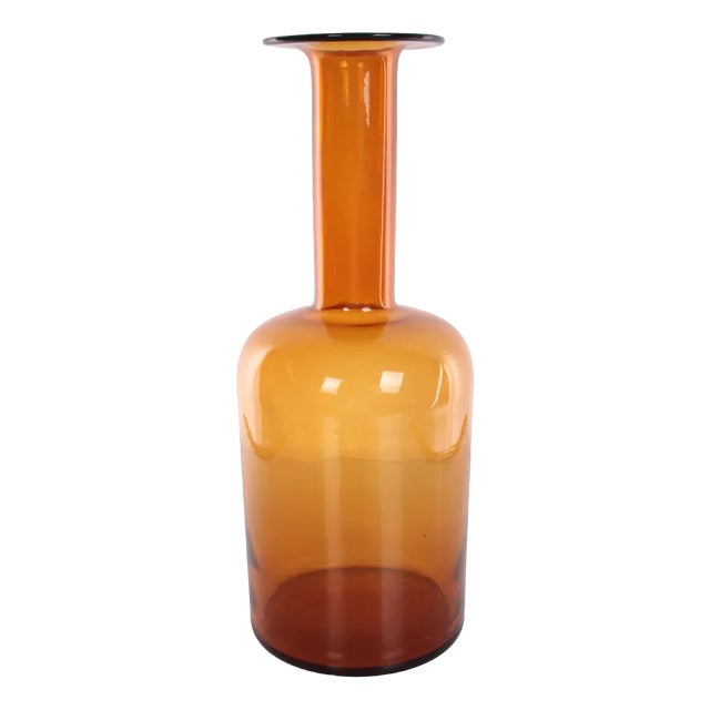 Scandinavian Yellow Glass Vase by Otto Brauer for Holmegaard, 1960s For Sale