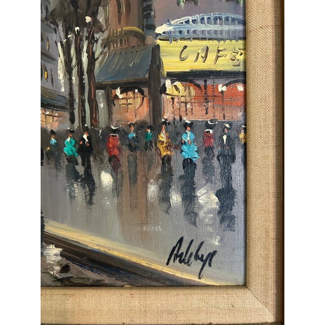 1960s Vintage 1960’s Paris Street Scene Oil Painting in Vintage Frame For Sale - Image 5 of 6