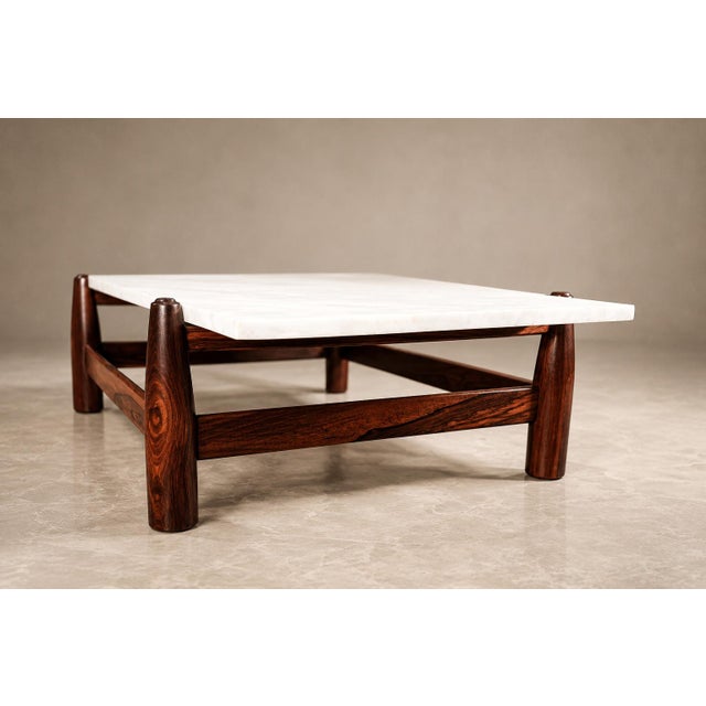 Architectural Brazilian Modern Coffee Table in Rosewood and Marble, Cimo, 1950s For Sale - Image 18 of 18