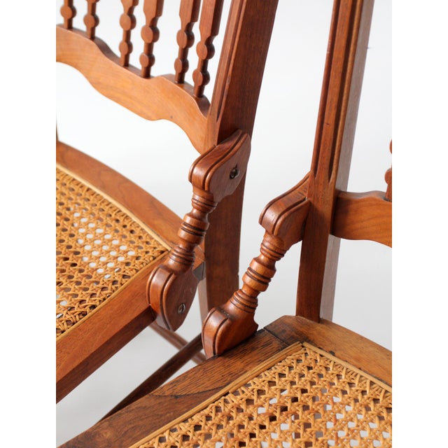 Antique Eastlake Revival Cane Seat Dining Chairs Set of 3 For Sale - Image 6 of 16