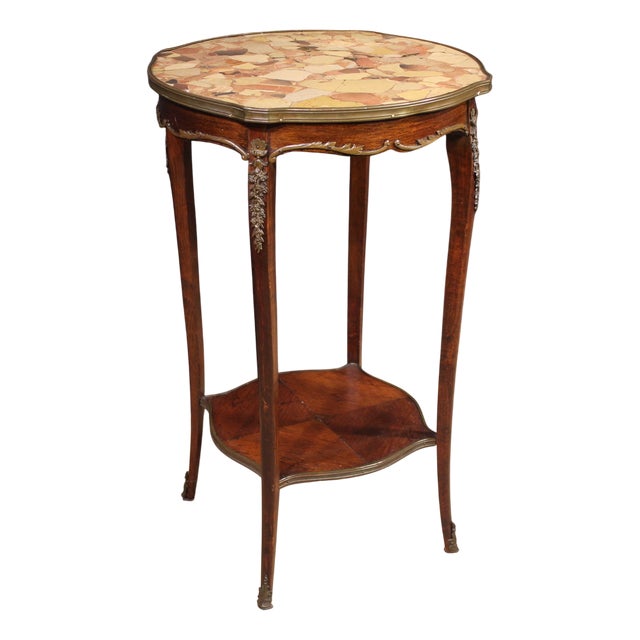 Napoleon III French Side Table with Marble Top, 1950s For Sale