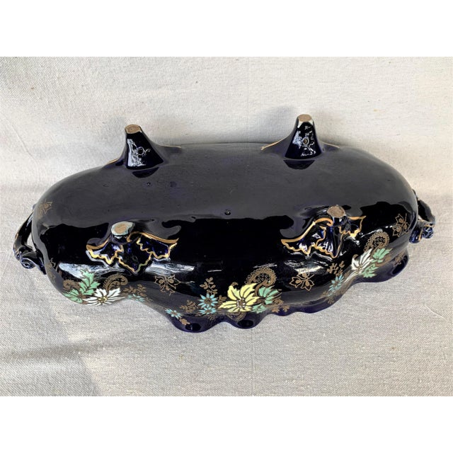 Vintage Cobalt Blue Floral Cachepot For Sale - Image 9 of 10