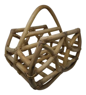 Calif-Asia Vintage Rattan Magazine Rack Fretwork 2 Slots Boho Chic