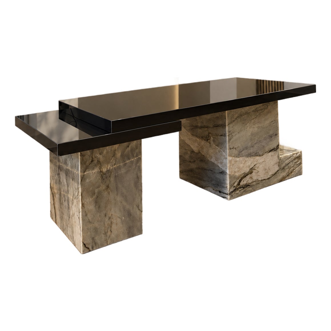 Handcrafted RhinoQuartzite/Black Porcelain Coffee Table by Wasel | Chairish