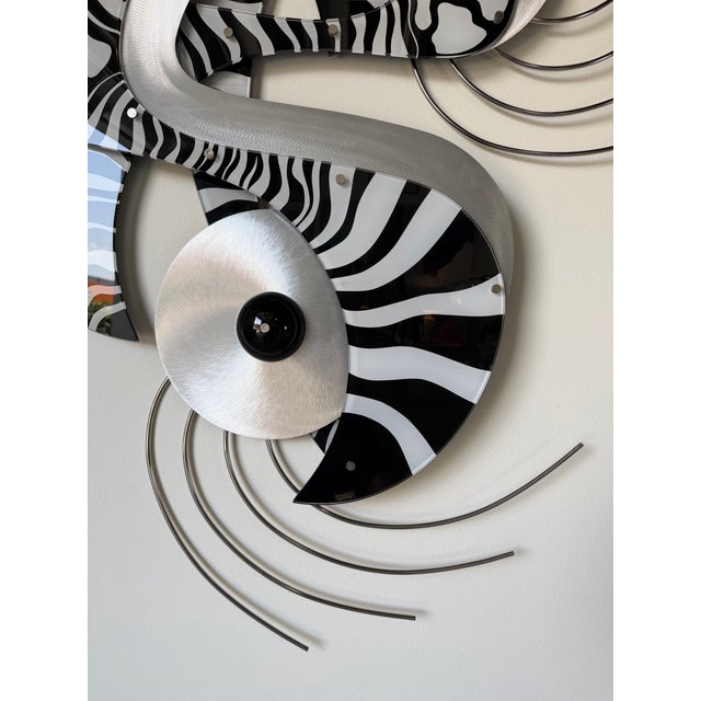 Large 1980s Shlomi Haziza Postmodern Abstract Zebra Wall Art Sculpture For Sale - Image 4 of 13