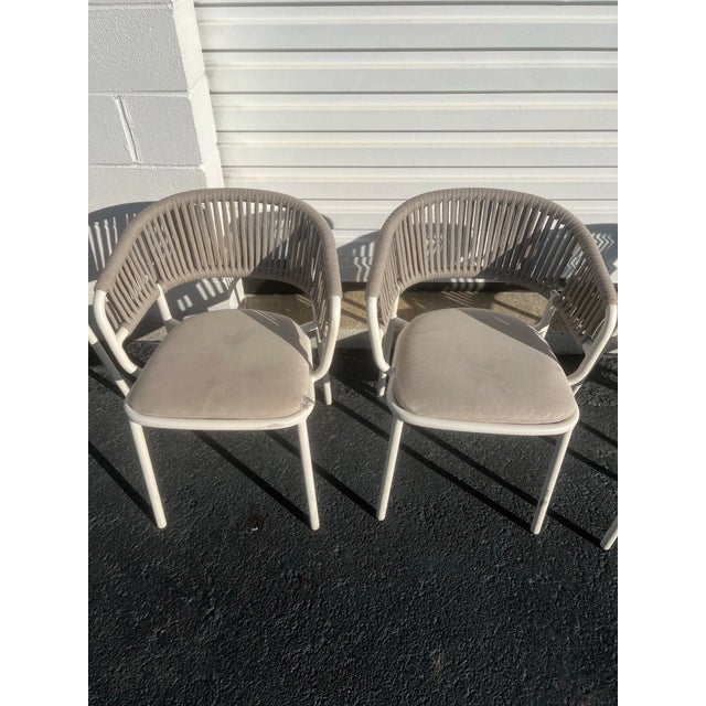 2020s Blu Dot Mate Outdoor Dining Chairs Sunbrella Linen, 6 Pieces For Sale - Image 5 of 5