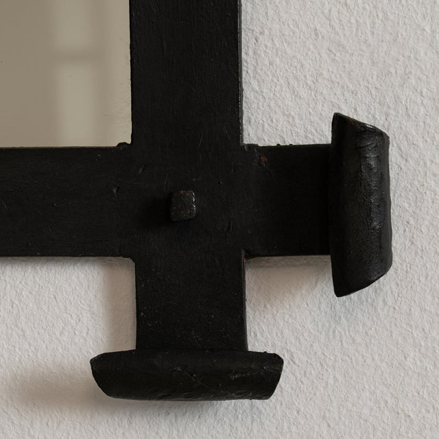 Metal Mid 20th Century France Black Iron Mirror For Sale - Image 7 of 7