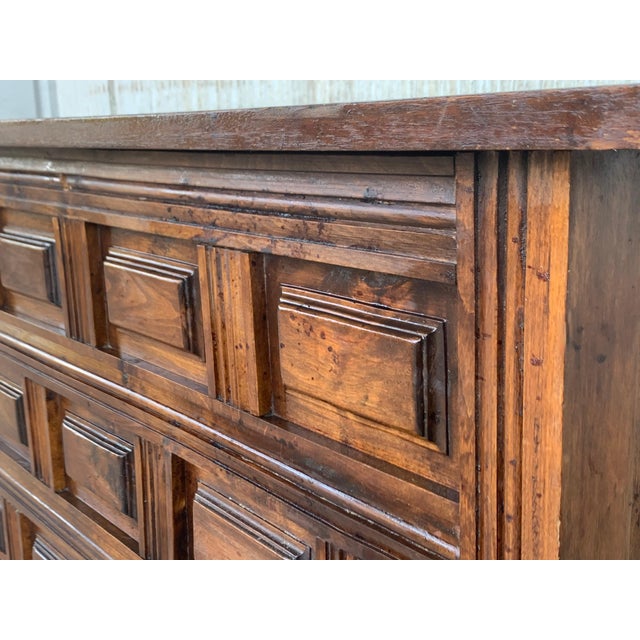 Early 20th Century Spanish Trunk, Blanket Chest with Raised Wooden Panels and Iron Hardware For Sale - Image 9 of 18