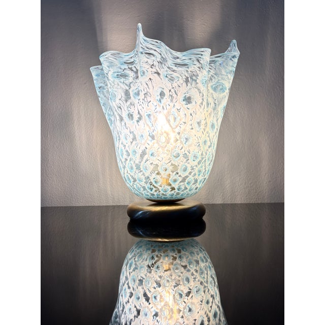 Macrame' by la murrina is a splendid vintage murano table lamp with beautiful handkerchief-shaped, mouth-blown glass. the...