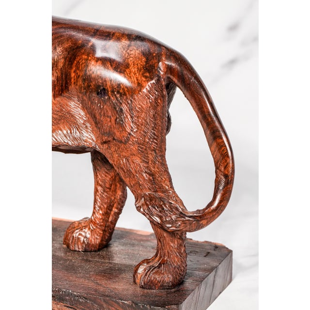Wonderful Hand Carved Wood Antique Victorian Male Lion Statue Sculpture Home Decor Black Forest Style For Sale In New York - Image 6 of 16