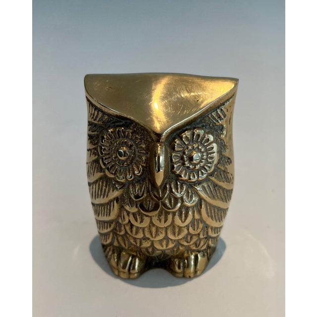 1970s Set of 3 small decorative brass owls For Sale - Image 6 of 12