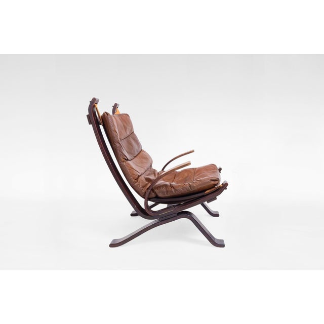 Vintage Cognac Focus Lounge Chair from Bramin Møbler, 1970s For Sale - Image 4 of 4