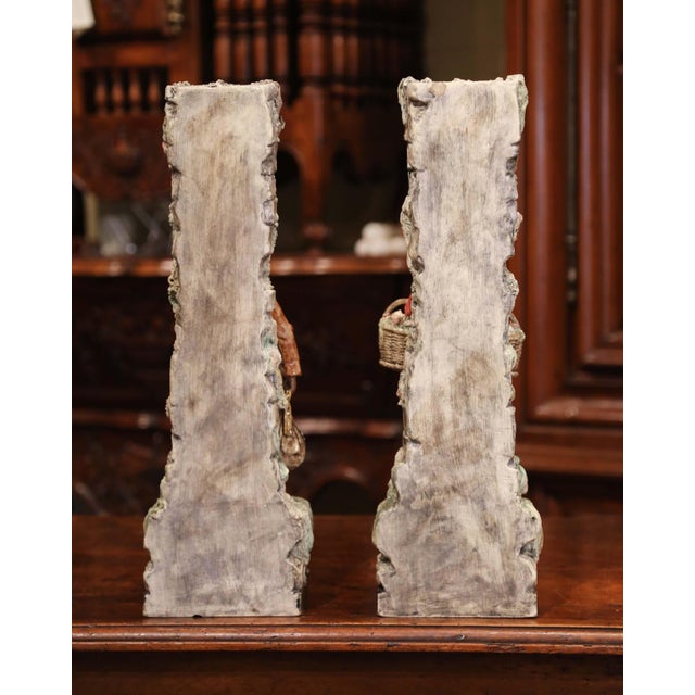 Pair of 19th Century French Barbotine Figural Majolica Vases For Sale - Image 10 of 12