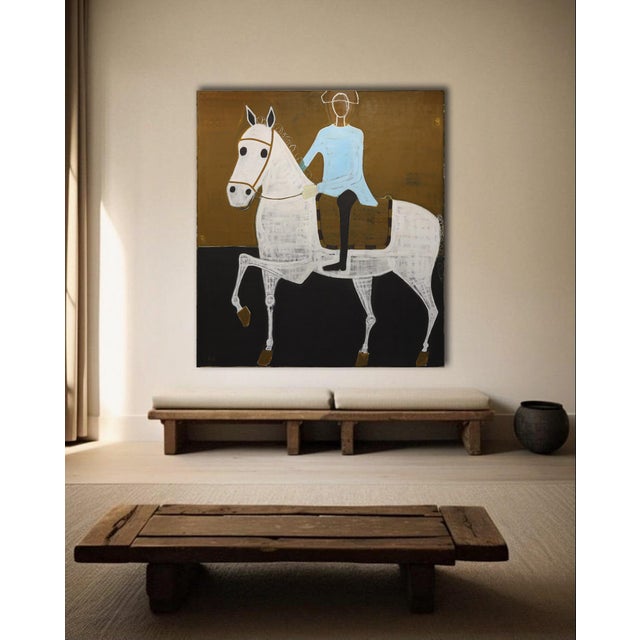 Contemporary Horse Painting. Equestrian Oil Painting on Unprimed Belgian Linen For Sale - Image 3 of 7