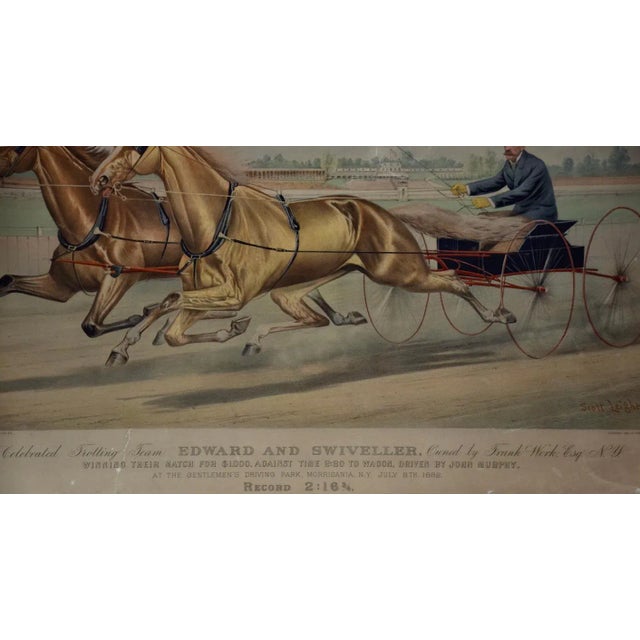 Tan 19th C. Currier & Ives Lithograph "Celebrated Trotting Team Edward & Swiveller", 1882 For Sale - Image 8 of 11