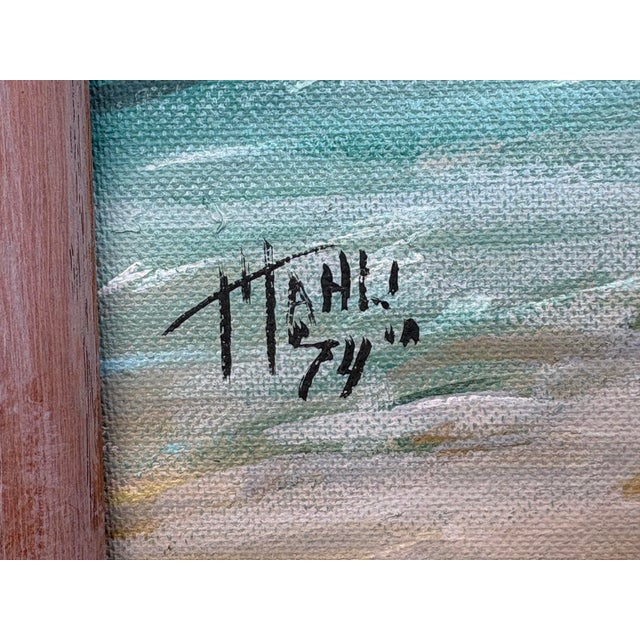 Vintage 1974 Signed Coastal Seabird Painting “Rest-Awhile” by Mahé For Sale - Image 4 of 6