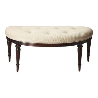 Tamara Upholstered Demilune 45"W Bench, Dark Brown For Sale