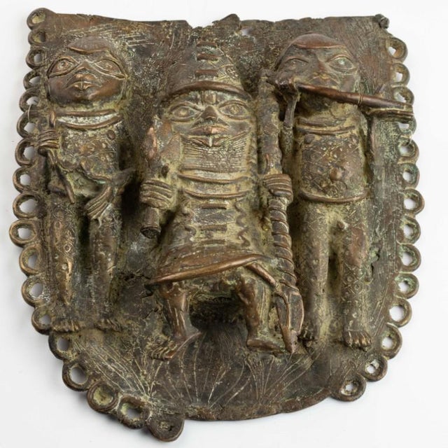 Antique African Bronze Warriors Wall Plaque For Sale - Image 4 of 4