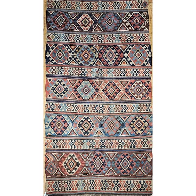 Antique Caucasian Kazak Kilim, Wool Flatweave, Geometric Design, 1890s For Sale In Chicago - Image 6 of 12