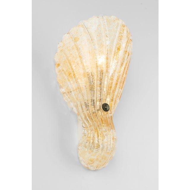 Gold Murano Ice Glass Brass Sconces attributed to Hillebrand, Germany, 1970s, Set of 2 For Sale - Image 8 of 10