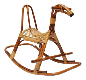 Mid-Century Italian Modern Bamboo and Rattan Rocking Horse Attributed to Albini