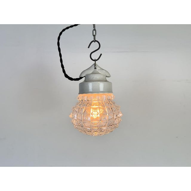 Vintage White Porcelain Pendant Light, 1970s For Sale - Image 14 of 15