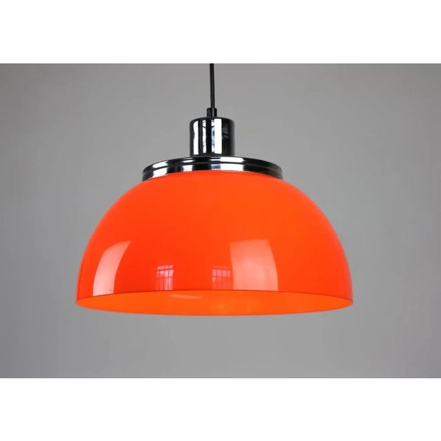1960s Space Age Orange Faro Pendant Lamp by Luigi Massoni for Guzzini, 1960s For Sale - Image 5 of 11