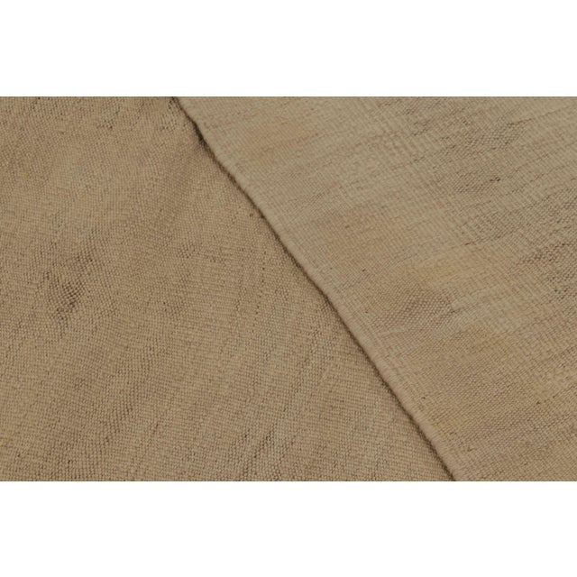 Textile Rug & Kilim’s Contemporary Rez Kilim in Brown Textural Stripes For Sale - Image 7 of 9
