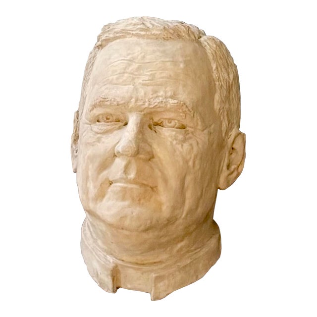 1960s Large Plaster Bust of a Man in Contemplation For Sale