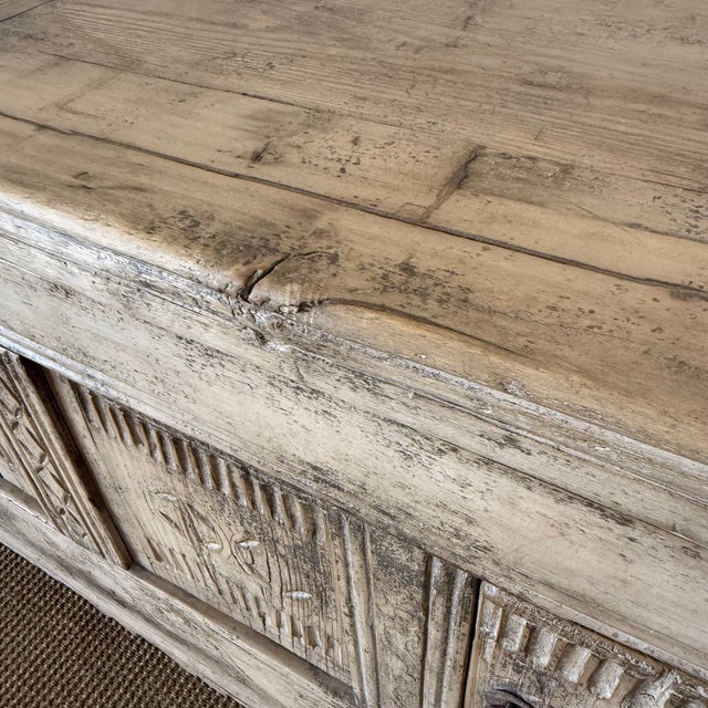 Vintage Reclaimed Fir 3 Door Carved Console For Sale - Image 13 of 18