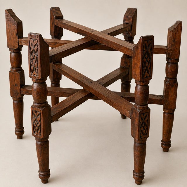 Wood Antique Hand-Crafted Brass and Hardwood Occasional Tea Table, 1890s, Set of 2 For Sale - Image 7 of 11