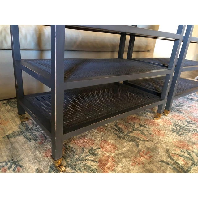 Black Vintage Cane 3 Tier End Tables Night Stands For Sale - Image 8 of 12