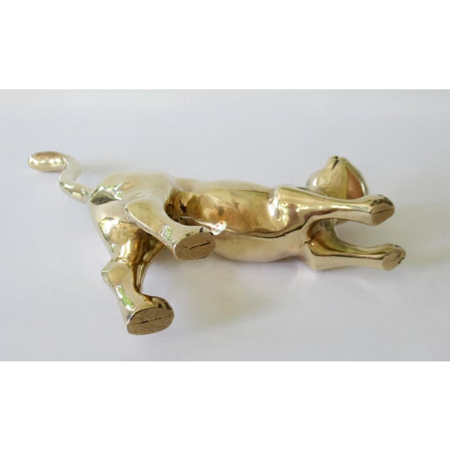 Mid-Century 1960's-1970's Large Polished Brass Cat With Accentuated Tail "On the Prowl" For Sale - Image 12 of 13
