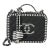 Black Quilted Caviar Striped Medium CC Filigree Vanity Case For Sale