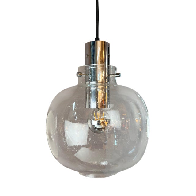 Hanging Lamp in Glass and Chrome from Glashütte Limburg For Sale