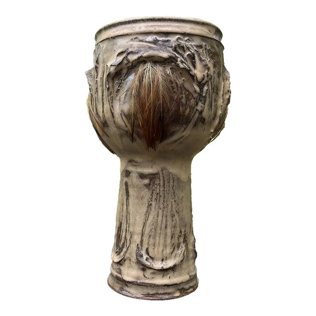 Rare Mid 20th Century Modern Brutalist Marjorie Graham Trout Pottery Vase Ca Designer For Sale