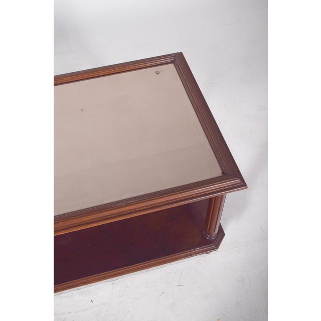 Wood Portuguese Rectangular Coffee Table with Glass Top, 1980s For Sale - Image 7 of 10
