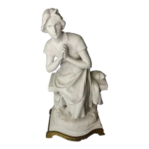 19th Century Antique Victorian Bisque Sculpture Statue of Joan of Arc Signed Luca Madrassi