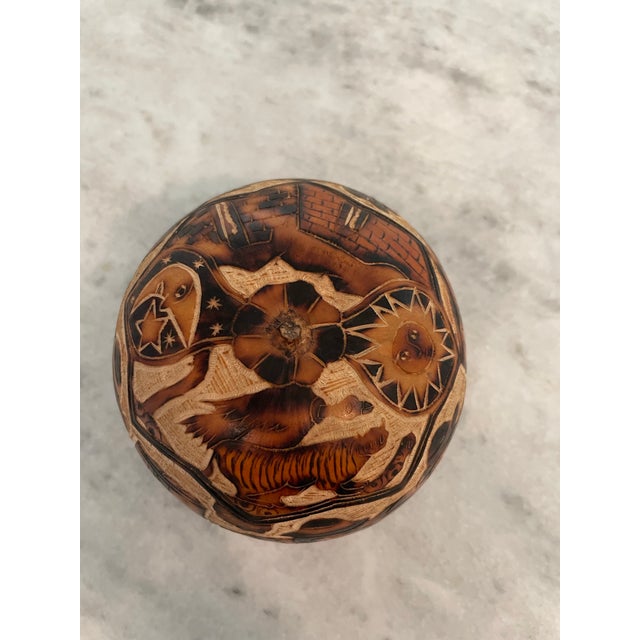 Folk Art Peruvian Mates Burilados Folk Art Gourd For Sale - Image 3 of 8