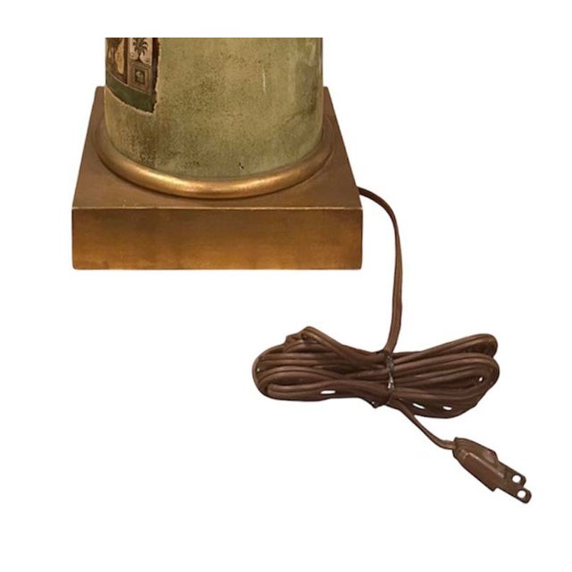 Olive Vintage Mid Century Neoclassical Style Cylindrical Glass Column Lamp in the Manner of Piero Fornasetti For Sale - Image 8 of 10